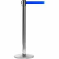 Global Equipment GEC&#153; Retractable Belt Barrier, 40" Stainless Steel Post, 10' Blue Belt GLOBAL-QM550PS-BL100